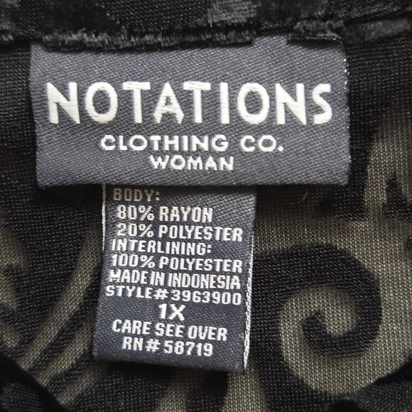 NWT Notations 1X Whimsygoth Witchy Velvet Burnout Tunic Long Sleeve Button Black - Picture 13 of 16